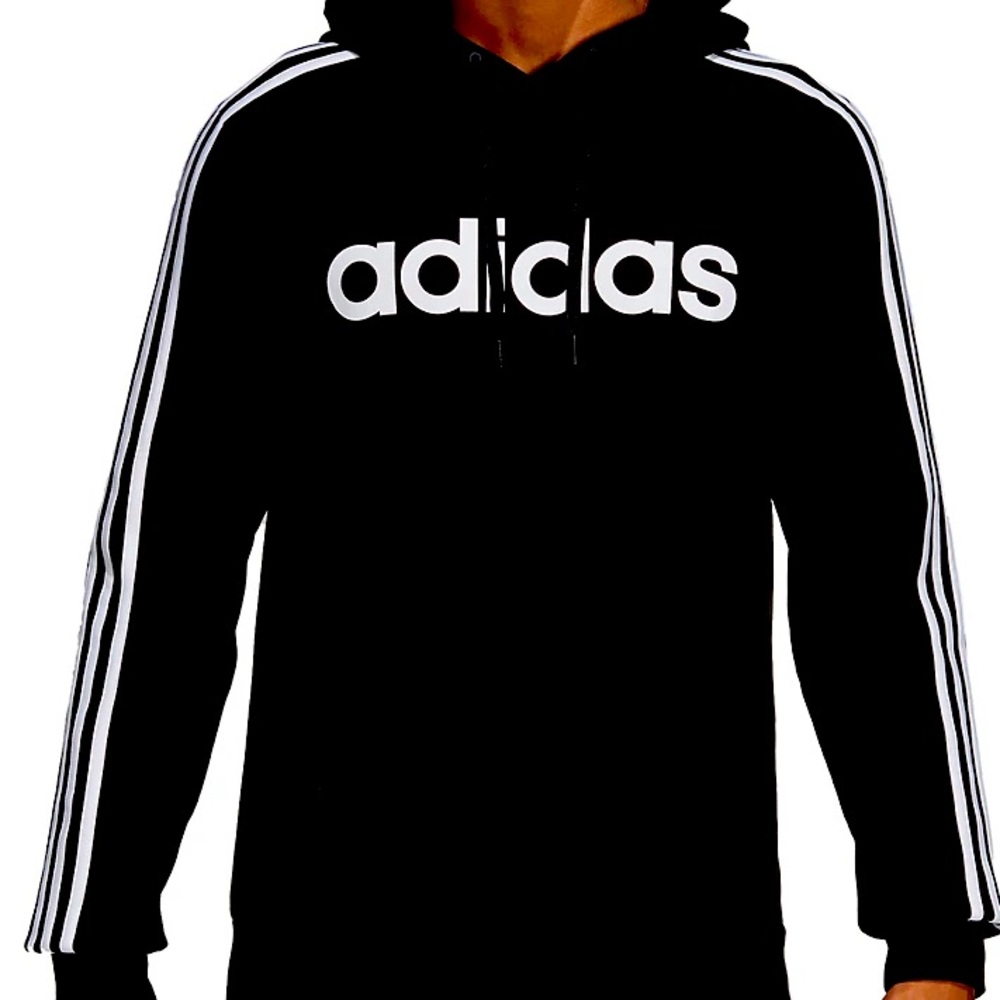 adidas Men's 3-Stripe Logo Hoodie black NWT